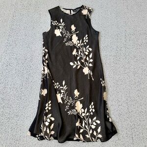INC International Concepts Black and Cream Floral Mini Dress 12 P / Modern M